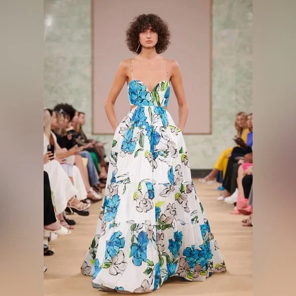 emerson floral maxi dress Emerson 100% Cotton Smocked Maxi Dress with Long Sleeves in Scenic Blue